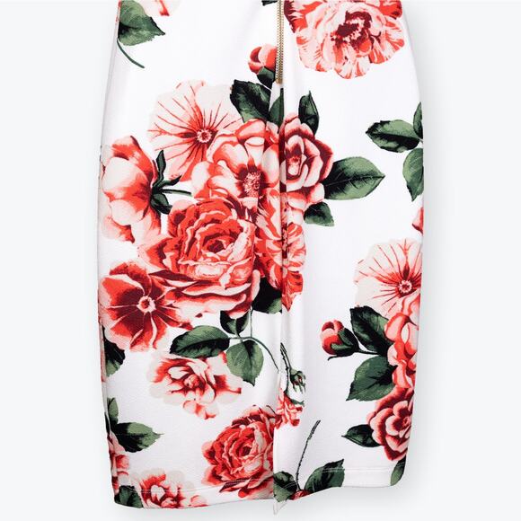 Bisou Bisou White Pink Rose Flroal Sheath Dress 8 - Picture 4 of 6